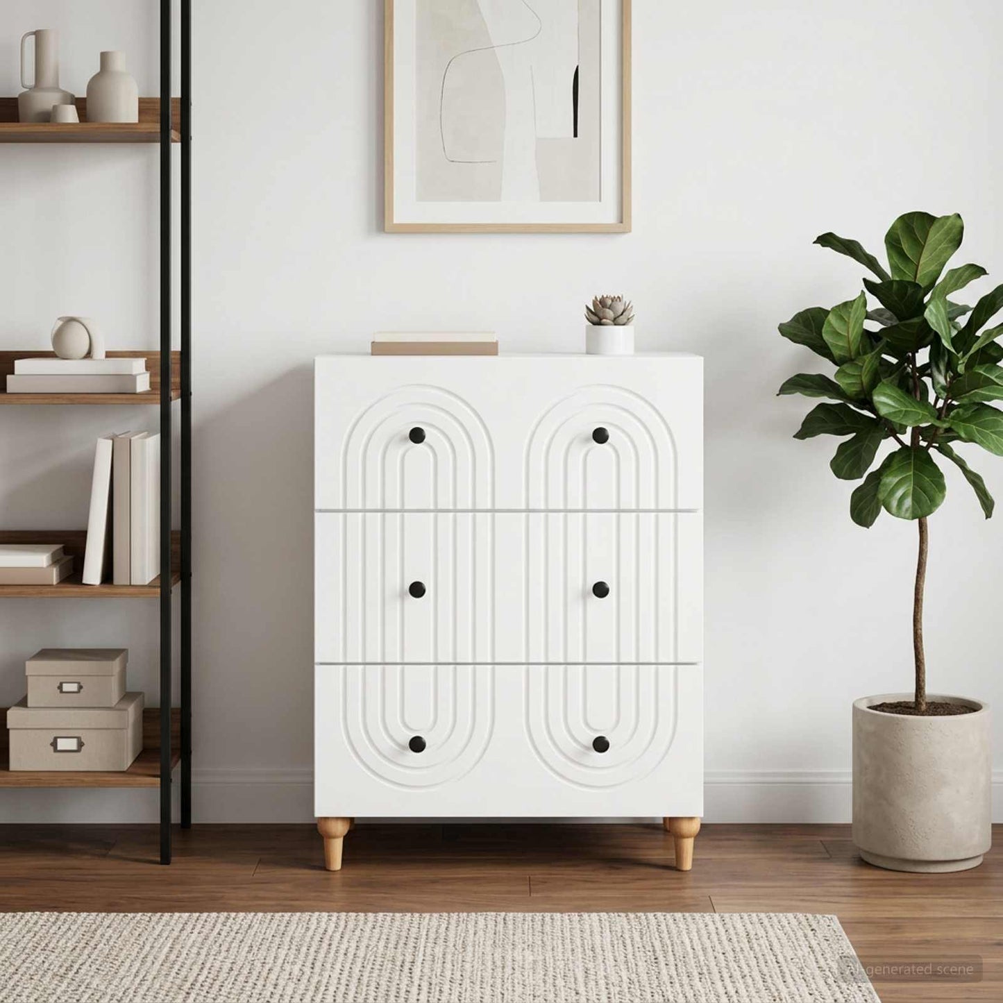 vidaXL Drawer Cabinet White 66 x 34.5 x 90 cm Engineered Wood