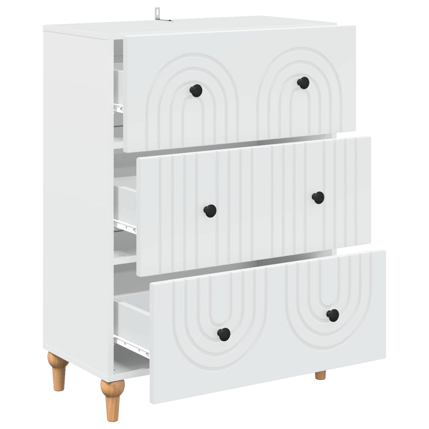 vidaXL Drawer Cabinet White 66 x 34.5 x 90 cm Engineered Wood