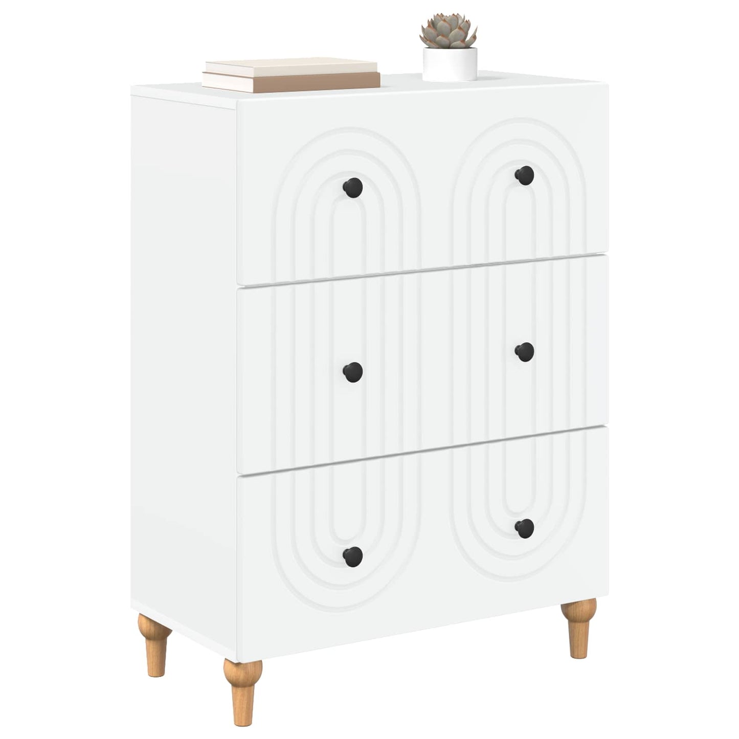 vidaXL Drawer Cabinet White 66 x 34.5 x 90 cm Engineered Wood