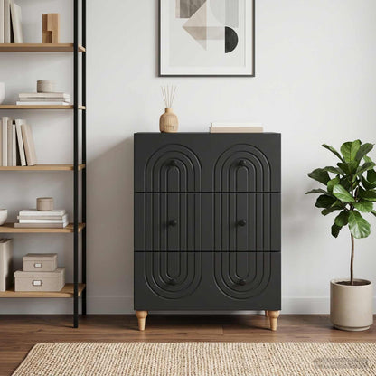 vidaXL Drawer Cabinet Black 66 x 34.5 x 90 cm Engineered Wood