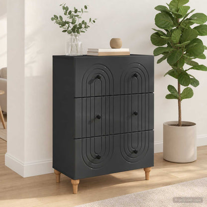vidaXL Drawer Cabinet Black 66 x 34.5 x 90 cm Engineered Wood