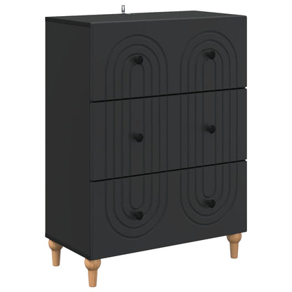 vidaXL Drawer Cabinet Black 66 x 34.5 x 90 cm Engineered Wood