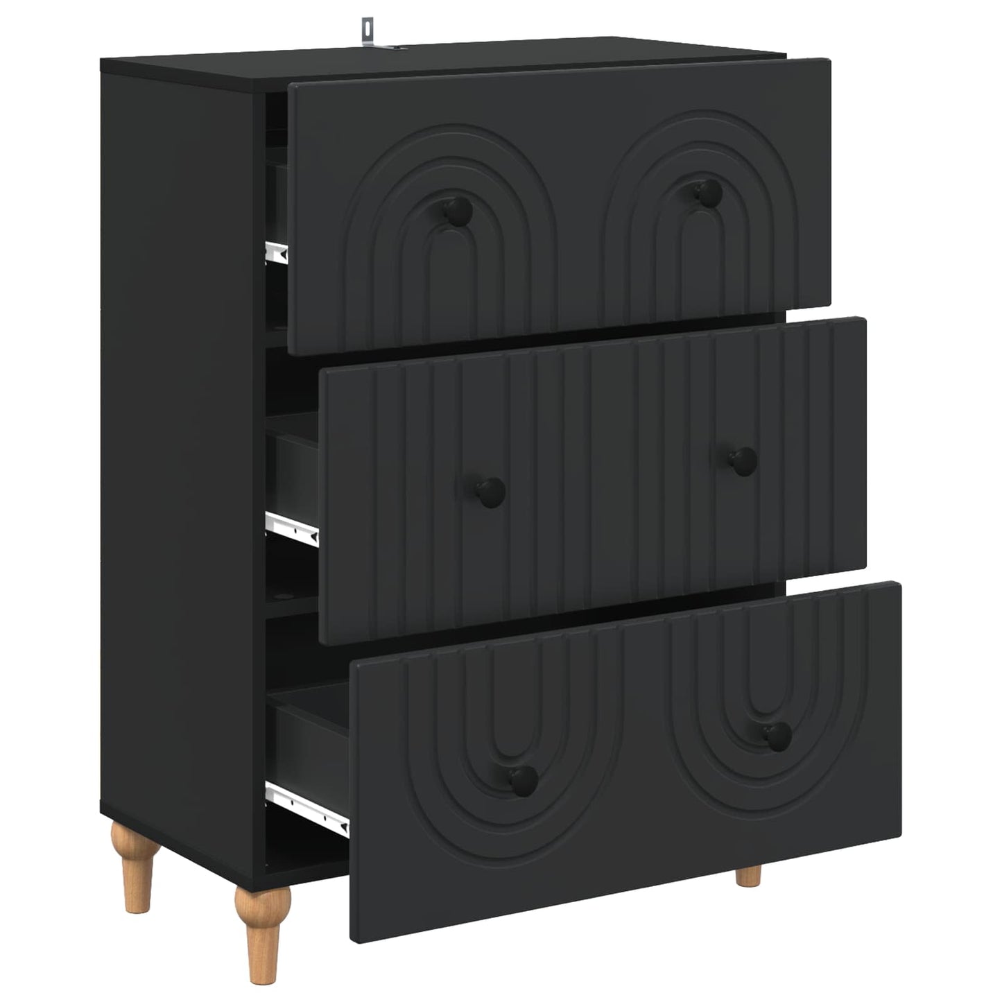 vidaXL Drawer Cabinet Black 66 x 34.5 x 90 cm Engineered Wood