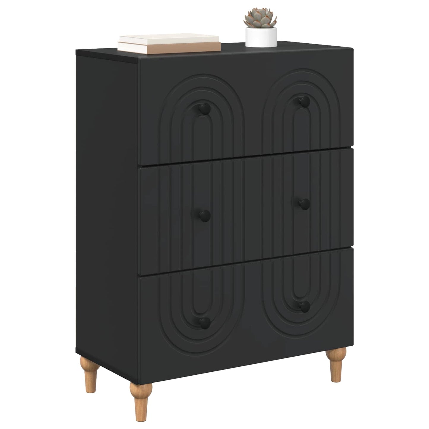 vidaXL Drawer Cabinet Black 66 x 34.5 x 90 cm Engineered Wood
