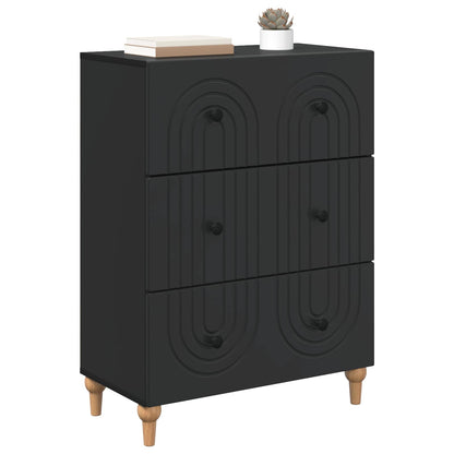 vidaXL Drawer Cabinet Black 66 x 34.5 x 90 cm Engineered Wood