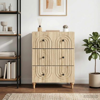 vidaXL Drawer Cabinet Sonoma Oak 66 x 34.5 x 90 cm Engineered Wood