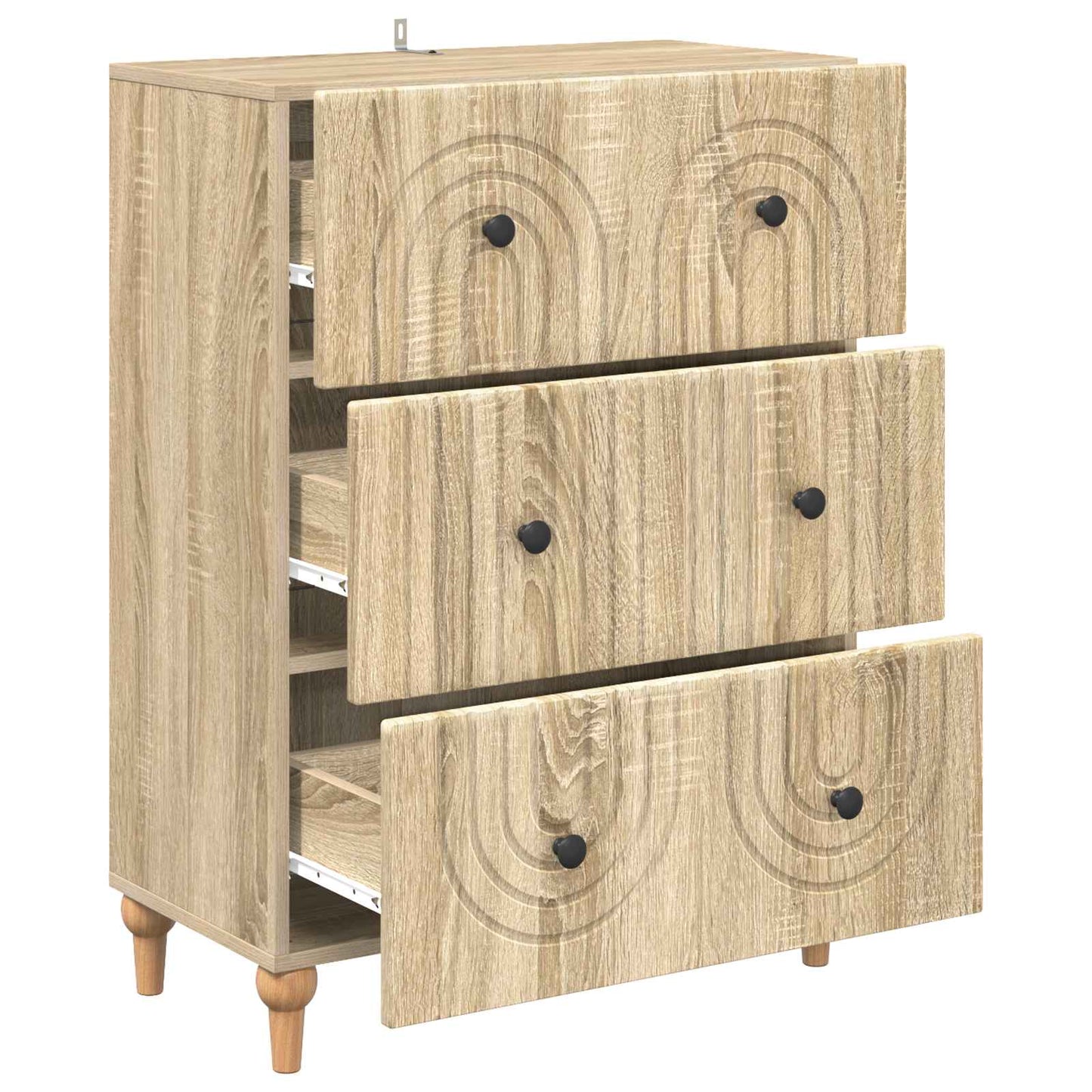 vidaXL Drawer Cabinet Sonoma Oak 66 x 34.5 x 90 cm Engineered Wood