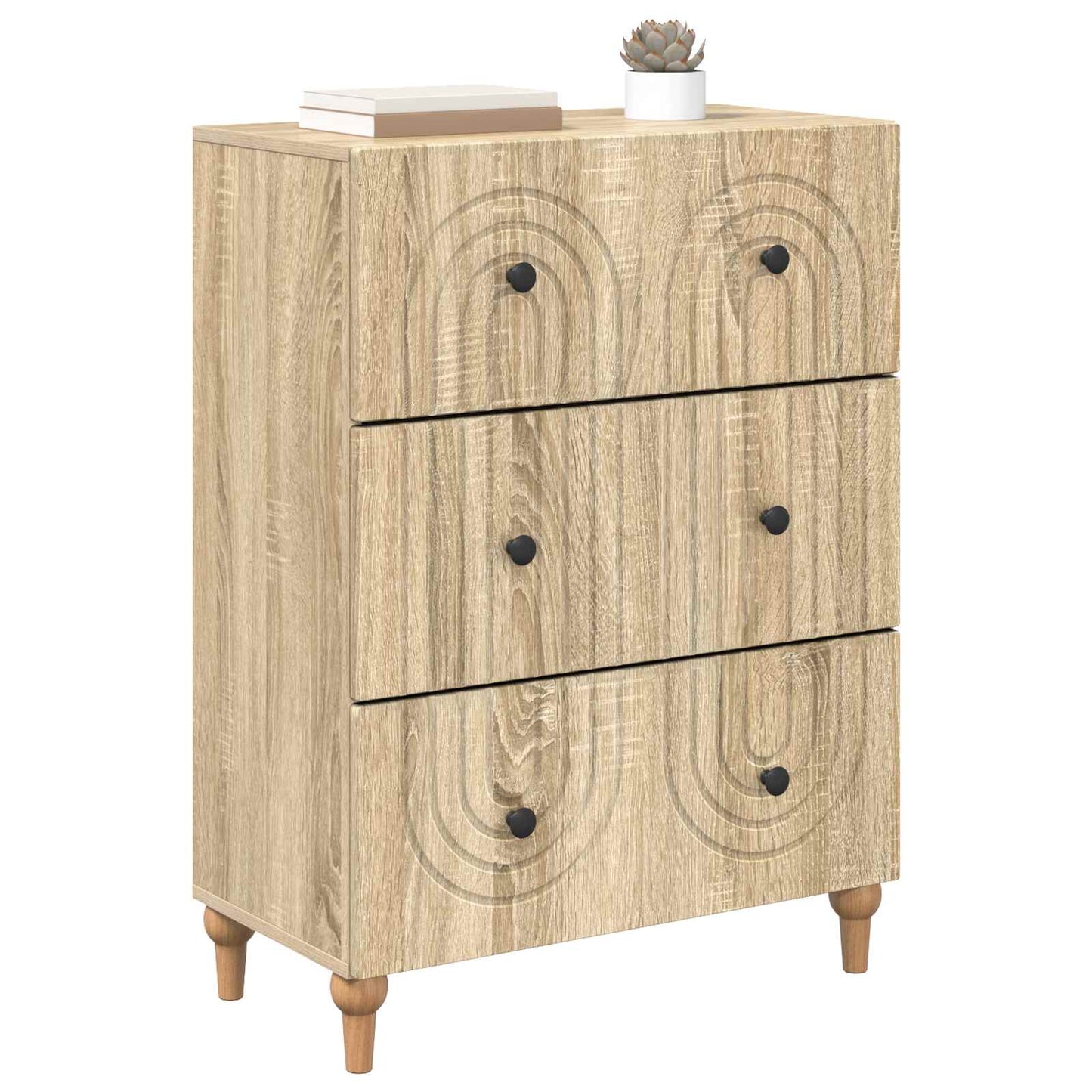 vidaXL Drawer Cabinet Sonoma Oak 66 x 34.5 x 90 cm Engineered Wood