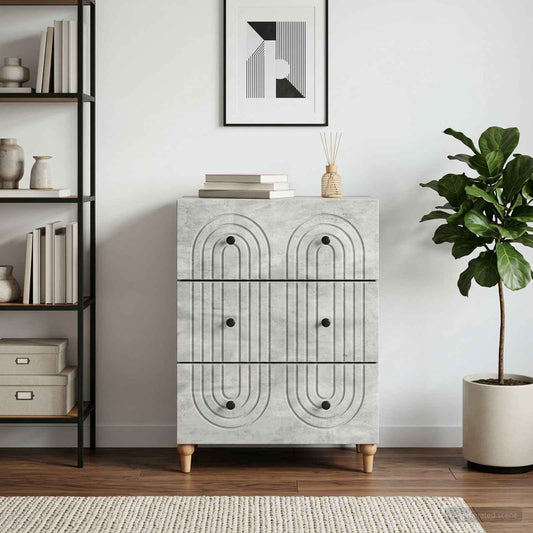 vidaXL Drawer Cabinet Concrete Grey 66 x 34.5 x 90 cm Engineered Wood