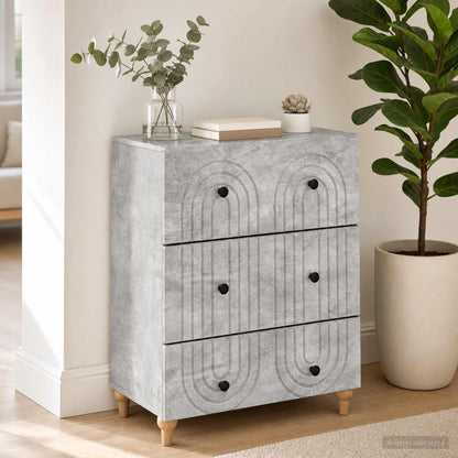 vidaXL Drawer Cabinet Concrete Grey 66 x 34.5 x 90 cm Engineered Wood
