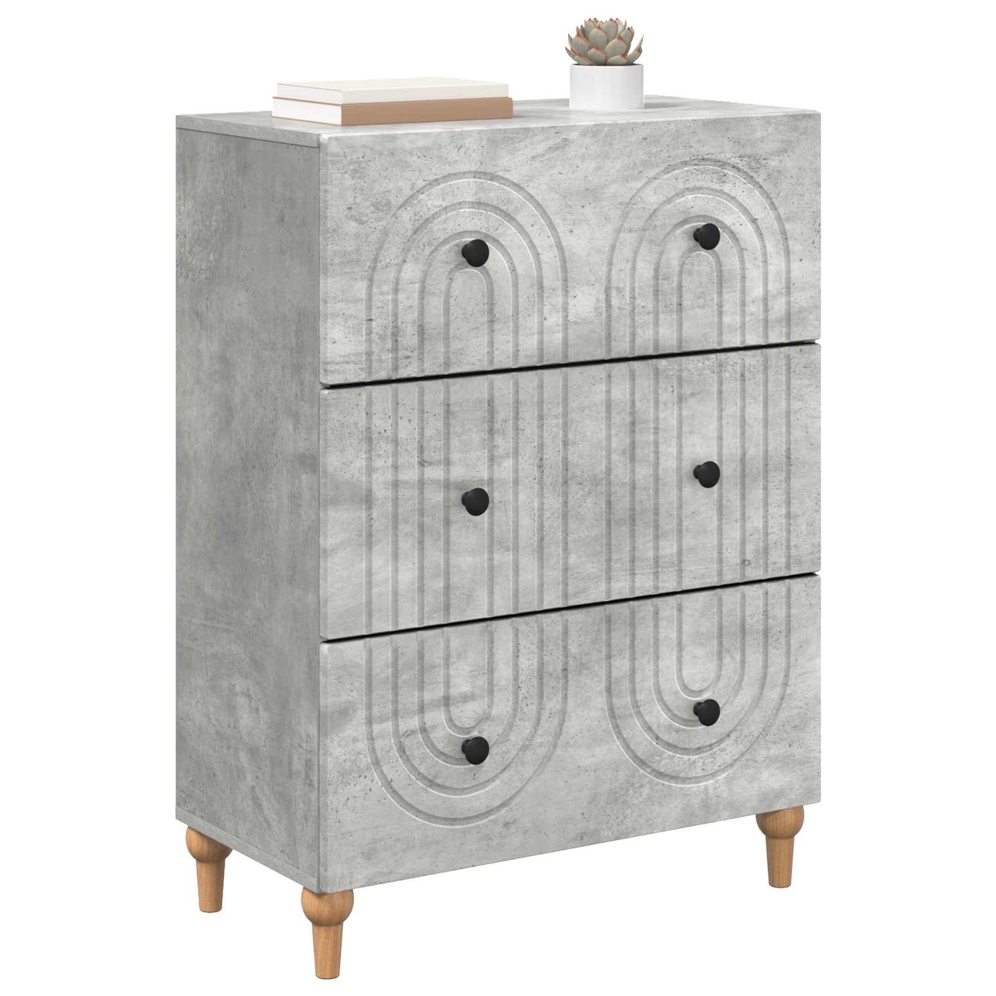 vidaXL Drawer Cabinet Concrete Grey 66 x 34.5 x 90 cm Engineered Wood