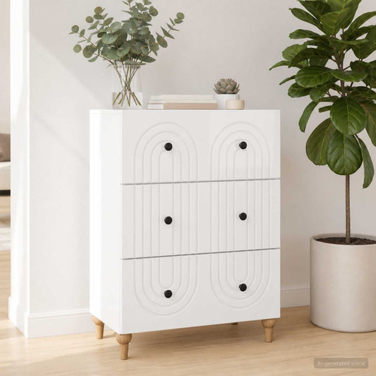 vidaXL Drawer Cabinet High Gloss White 66 x 34.5 x 90 cm