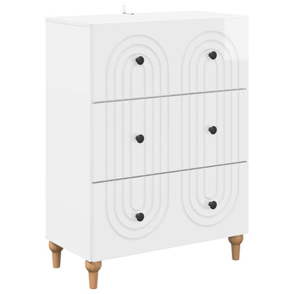 vidaXL Drawer Cabinet High Gloss White 66 x 34.5 x 90 cm