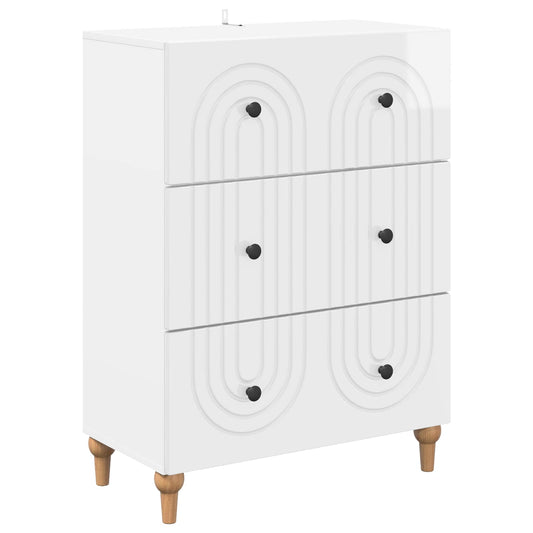 vidaXL Drawer Cabinet High Gloss White 66 x 34.5 x 90 cm
