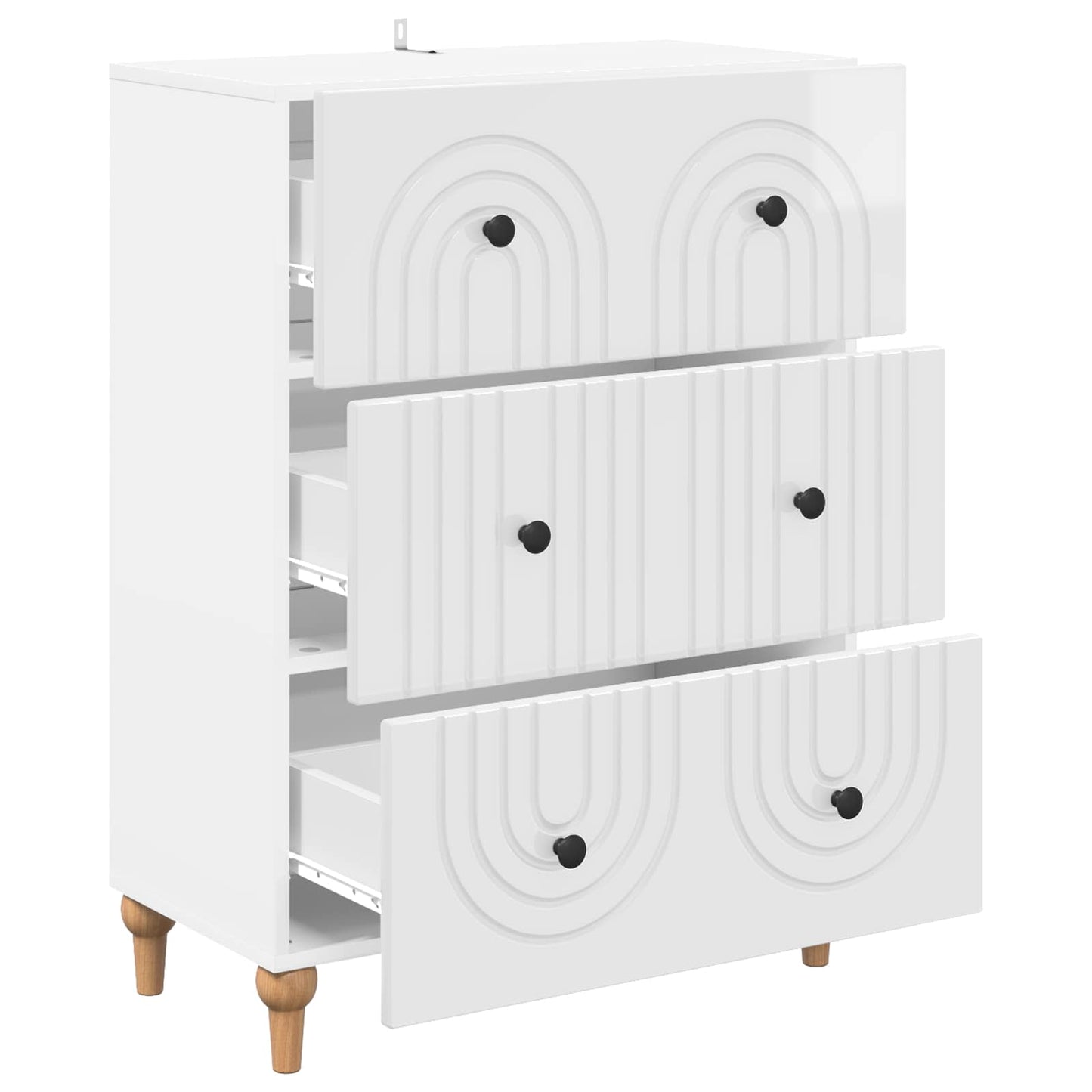 vidaXL Drawer Cabinet High Gloss White 66 x 34.5 x 90 cm