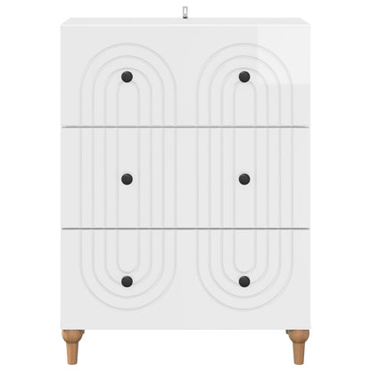 vidaXL Drawer Cabinet High Gloss White 66 x 34.5 x 90 cm