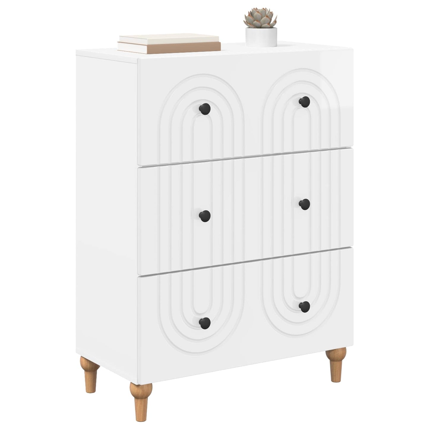 vidaXL Drawer Cabinet High Gloss White 66 x 34.5 x 90 cm