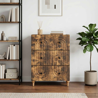 vidaXL Drawer Cabinet Smoked Oak 66 x 34.5 x 90 cm Engineered Wood