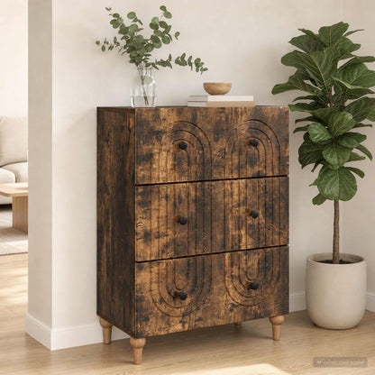 vidaXL Drawer Cabinet Smoked Oak 66 x 34.5 x 90 cm Engineered Wood
