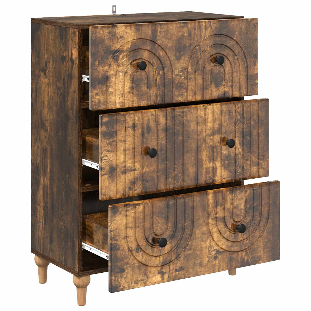 vidaXL Drawer Cabinet Smoked Oak 66 x 34.5 x 90 cm Engineered Wood
