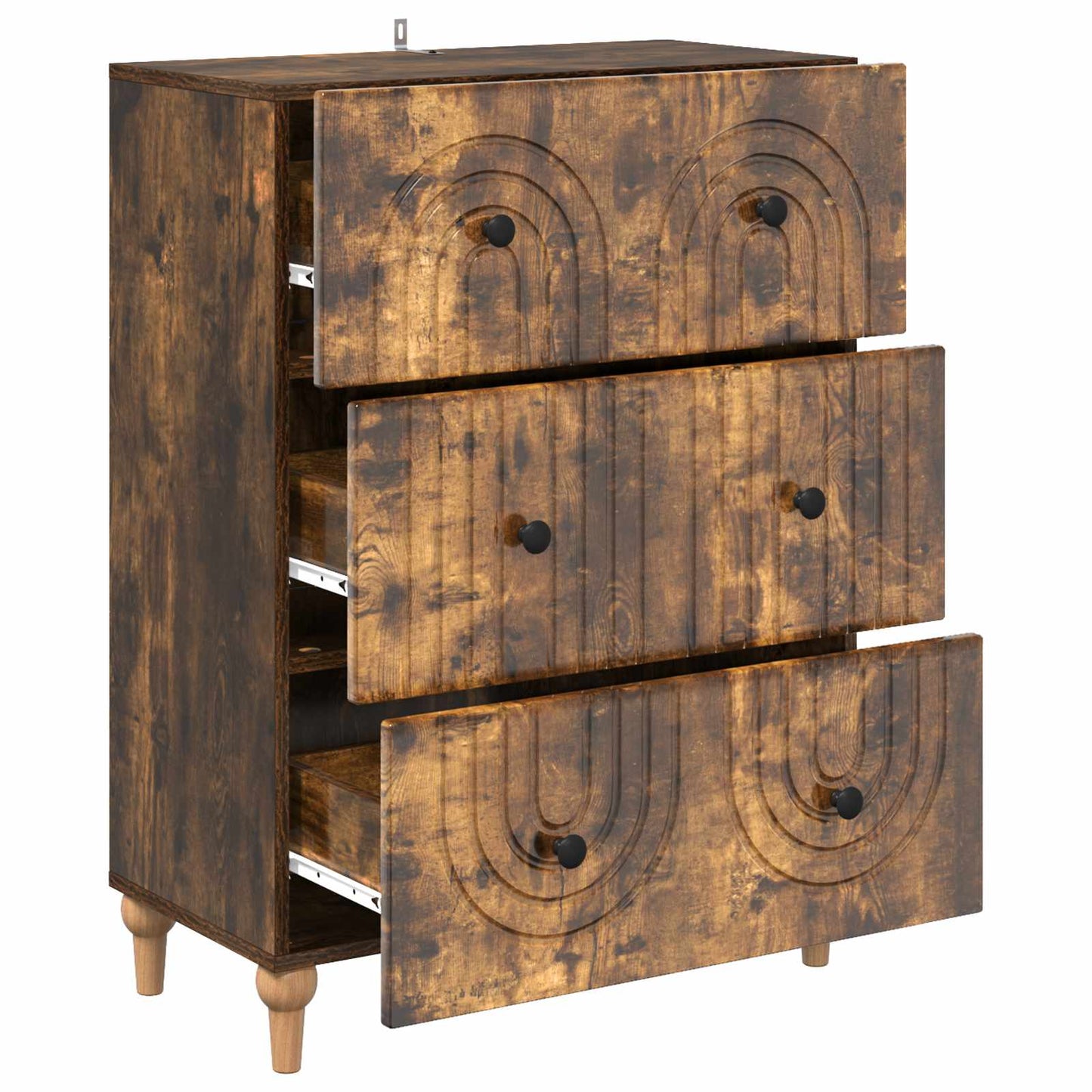 vidaXL Drawer Cabinet Smoked Oak 66 x 34.5 x 90 cm Engineered Wood