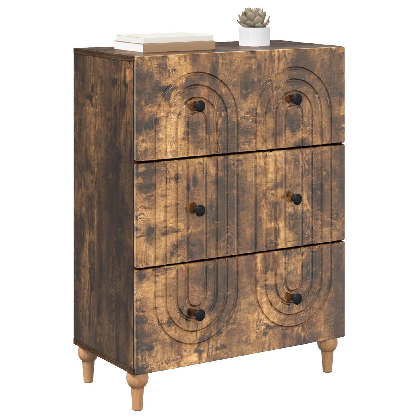 vidaXL Drawer Cabinet Smoked Oak 66 x 34.5 x 90 cm Engineered Wood