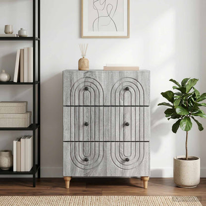 vidaXL Drawer Cabinet Grey Sonoma 66 x 34.5 x 90 cm Engineered Wood