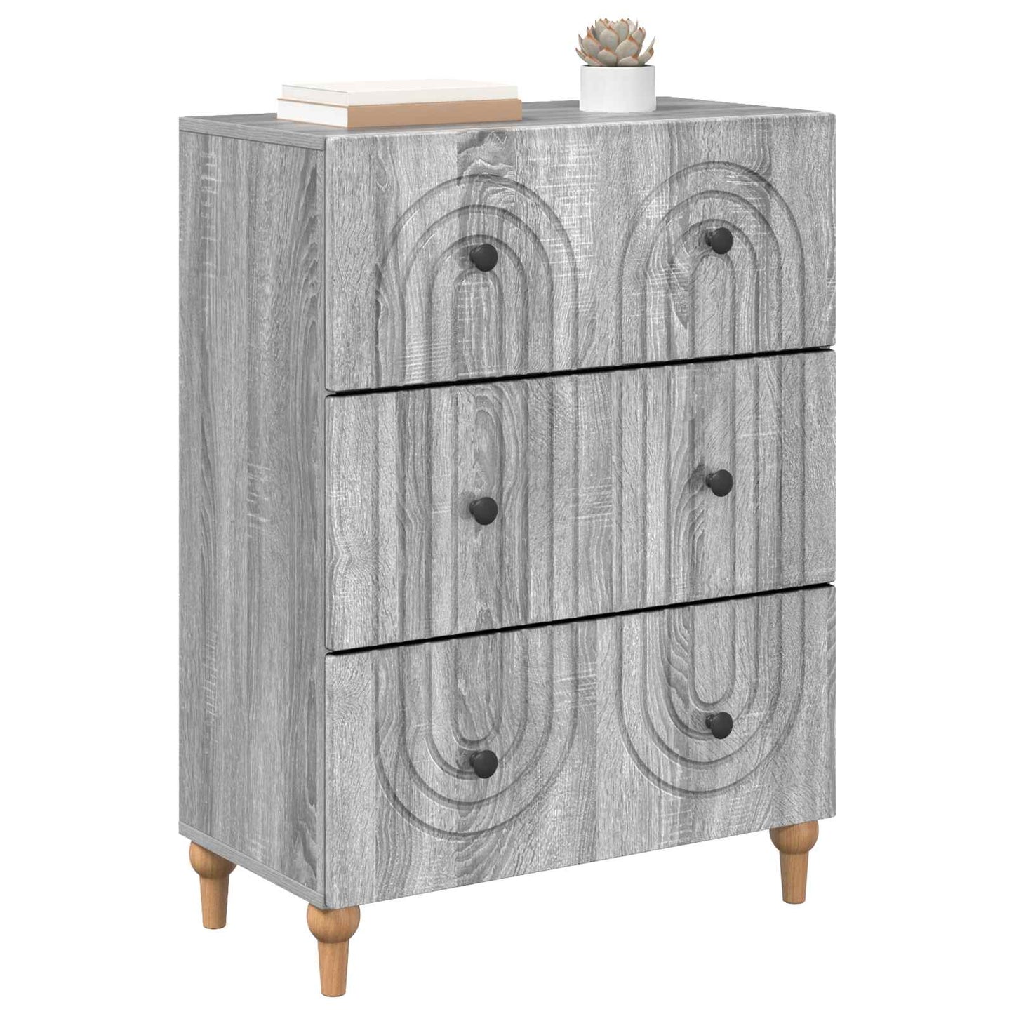 vidaXL Drawer Cabinet Grey Sonoma 66 x 34.5 x 90 cm Engineered Wood