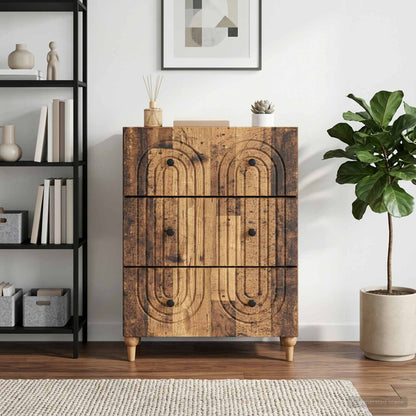 vidaXL Drawer Cabinet Old Wood 66 x 34.5 x 90 cm Engineered Wood