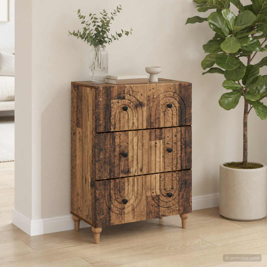 vidaXL Drawer Cabinet Old Wood 66 x 34.5 x 90 cm Engineered Wood