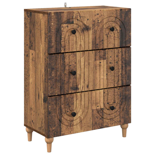 vidaXL Drawer Cabinet Old Wood 66 x 34.5 x 90 cm Engineered Wood