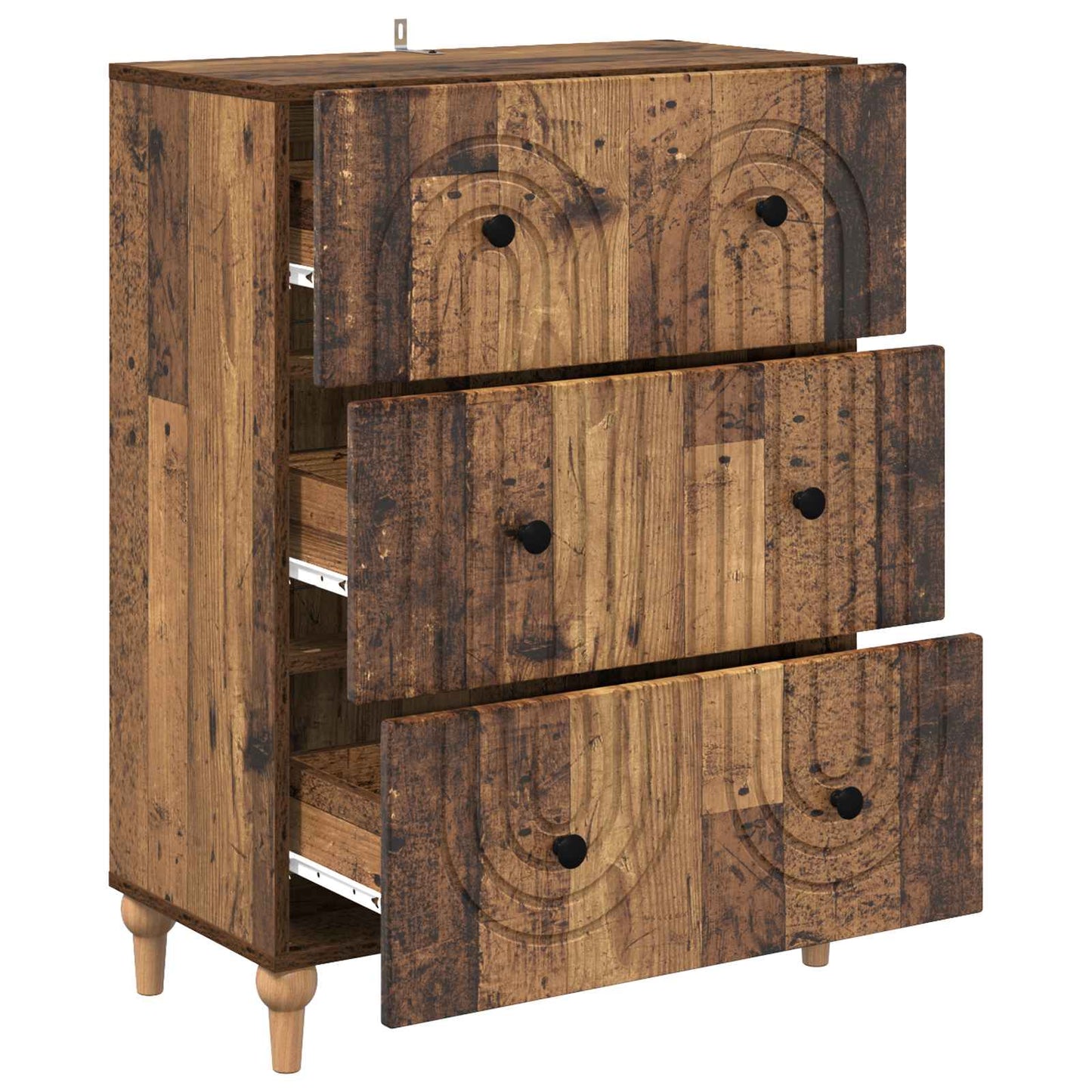 vidaXL Drawer Cabinet Old Wood 66 x 34.5 x 90 cm Engineered Wood