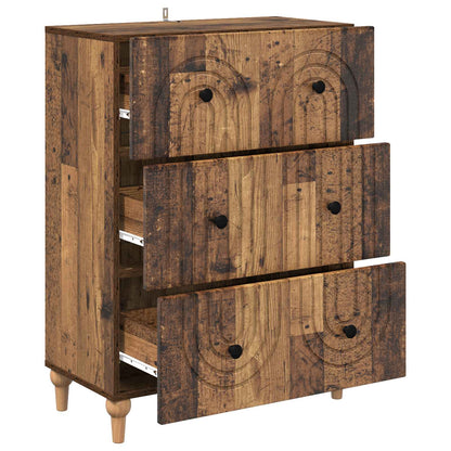 vidaXL Drawer Cabinet Old Wood 66 x 34.5 x 90 cm Engineered Wood