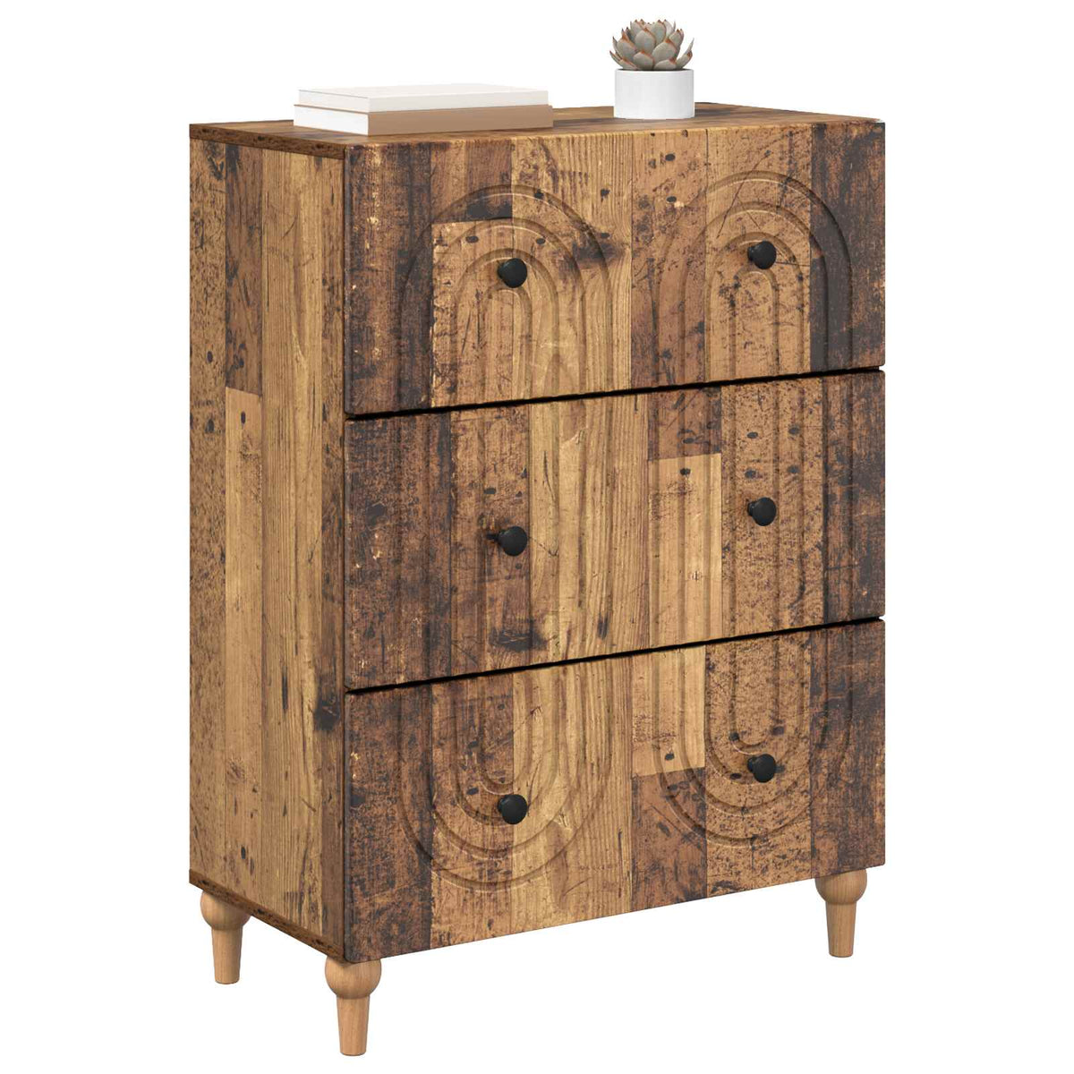 vidaXL Drawer Cabinet Old Wood 66 x 34.5 x 90 cm Engineered Wood