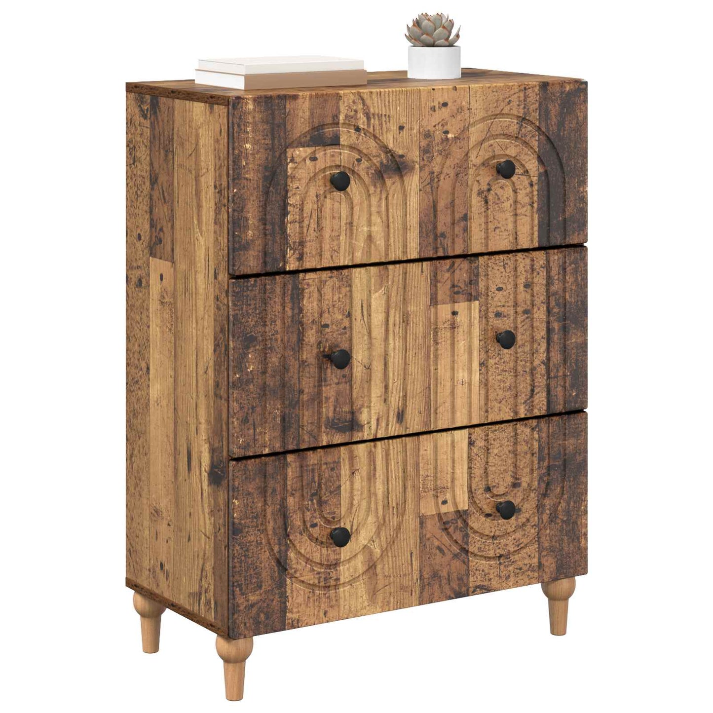 vidaXL Drawer Cabinet Old Wood 66 x 34.5 x 90 cm Engineered Wood
