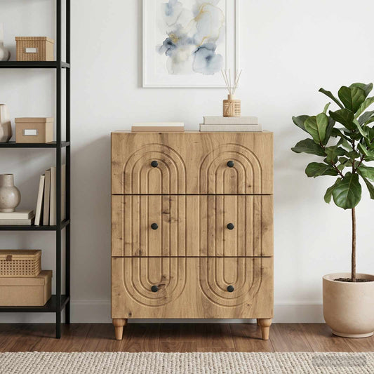 vidaXL Drawer Cabinet 66 x 34.5 x 90 cm Engineered Wood Artisan Oak