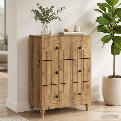 vidaXL Drawer Cabinet 66 x 34.5 x 90 cm Engineered Wood Artisan Oak