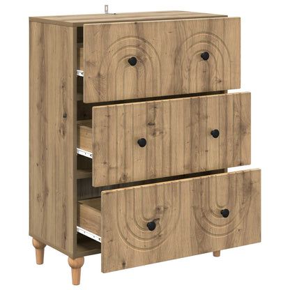 vidaXL Drawer Cabinet 66 x 34.5 x 90 cm Engineered Wood Artisan Oak