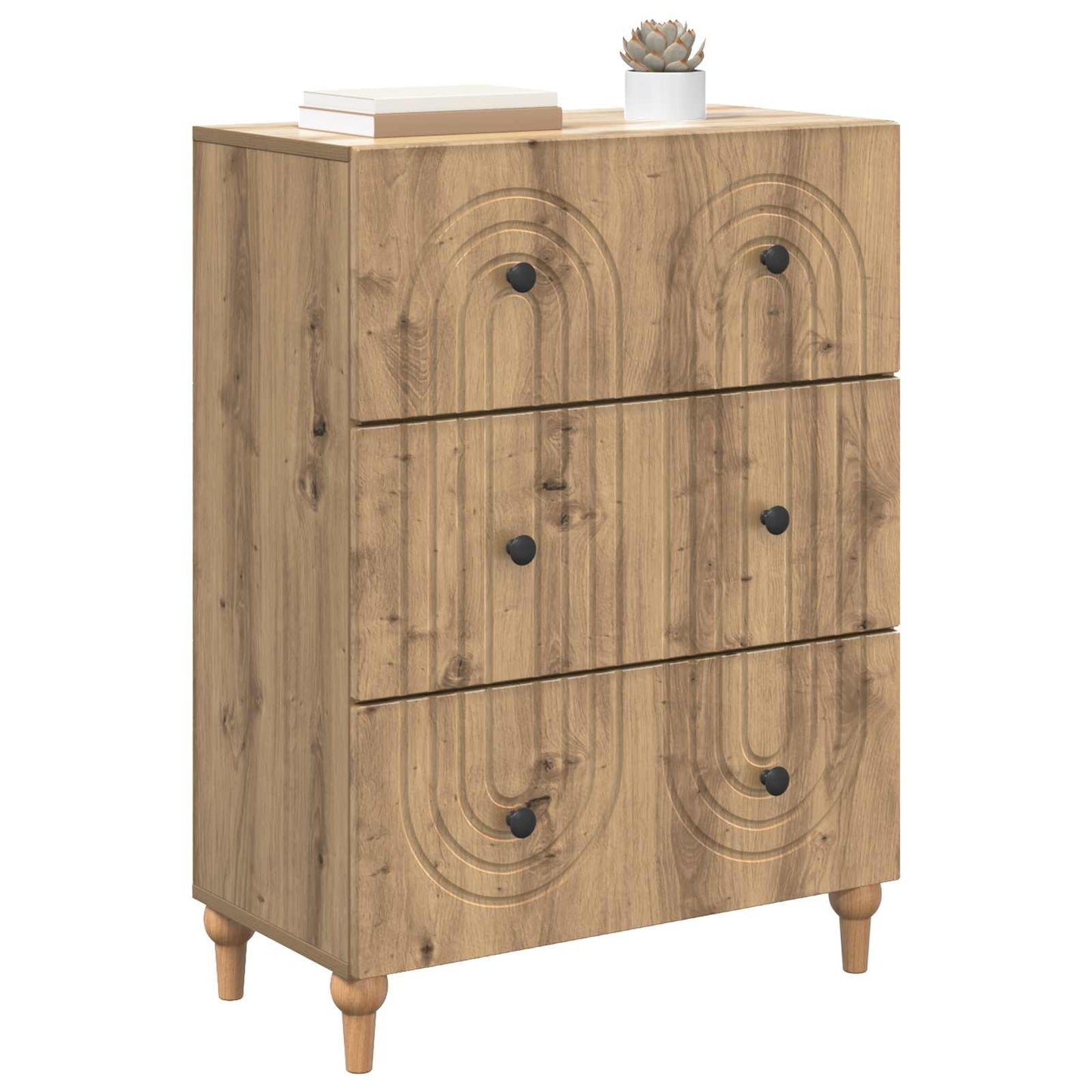 vidaXL Drawer Cabinet 66 x 34.5 x 90 cm Engineered Wood Artisan Oak