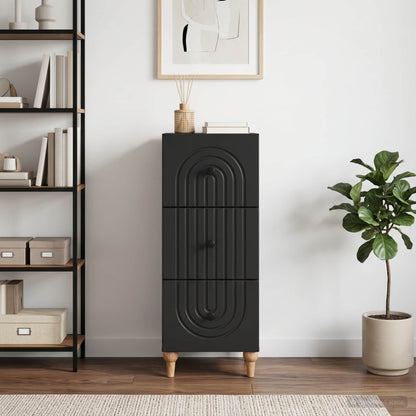vidaXL Drawer Cabinet Black 33 x 34.5 x 90 cm Engineered Wood