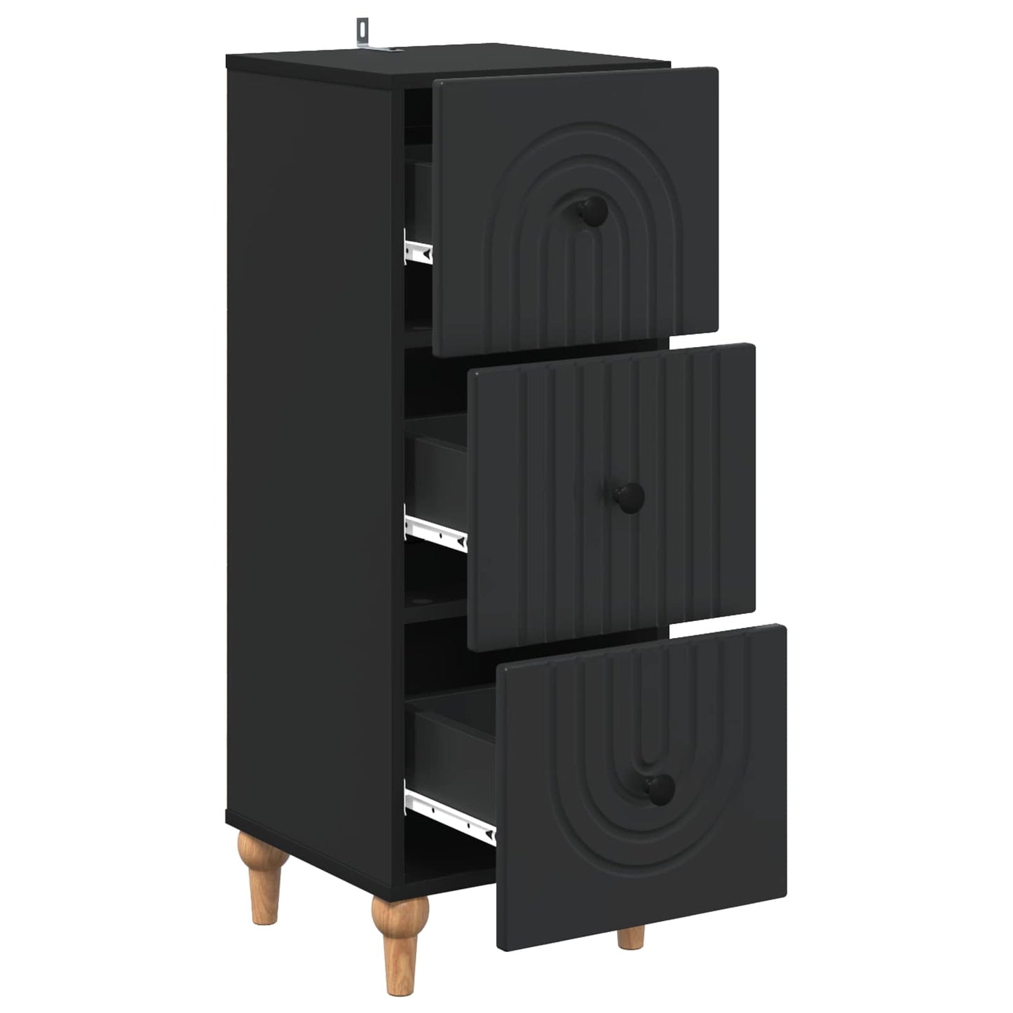 vidaXL Drawer Cabinet Black 33 x 34.5 x 90 cm Engineered Wood