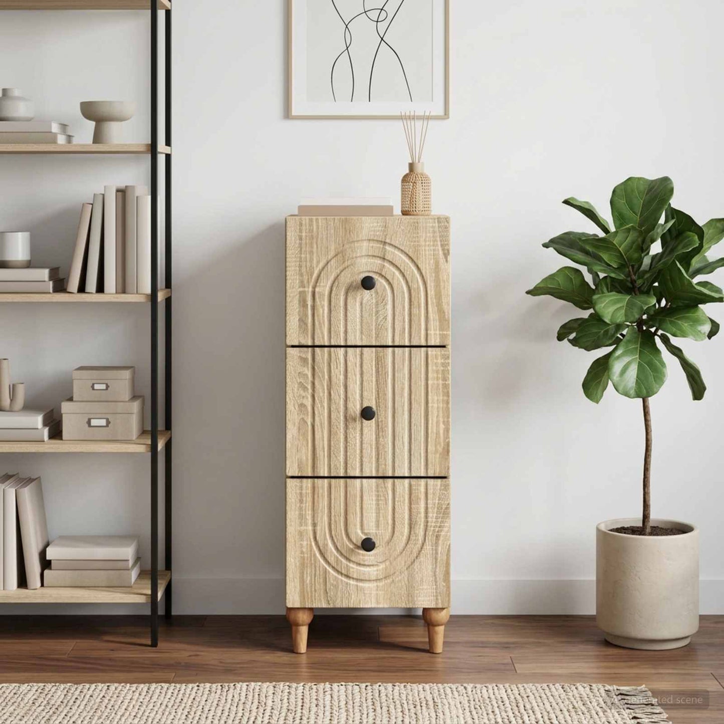 vidaXL Drawer Cabinet Sonoma Oak 33 x 34.5 x 90 cm Engineered Wood