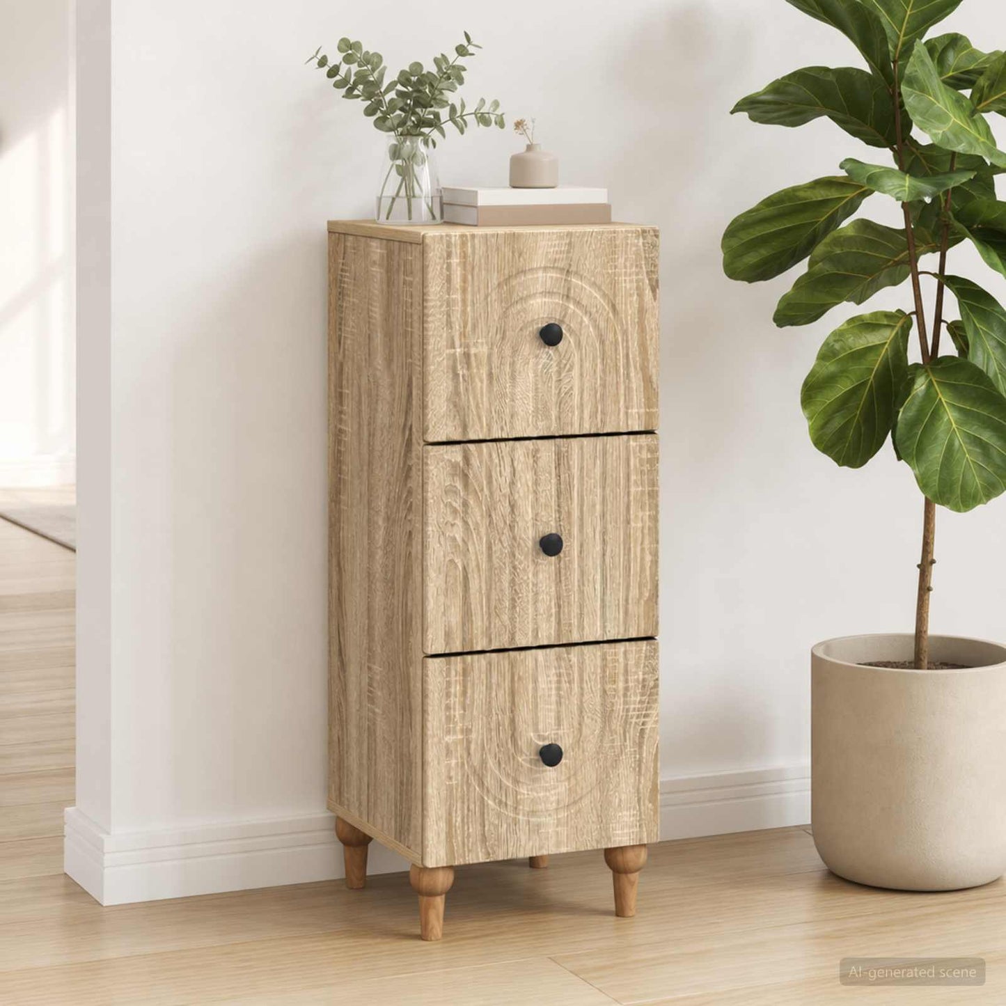 vidaXL Drawer Cabinet Sonoma Oak 33 x 34.5 x 90 cm Engineered Wood