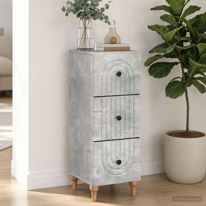 vidaXL Drawer Cabinet Concrete Grey 33 x 34.5 x 90 cm Engineered Wood
