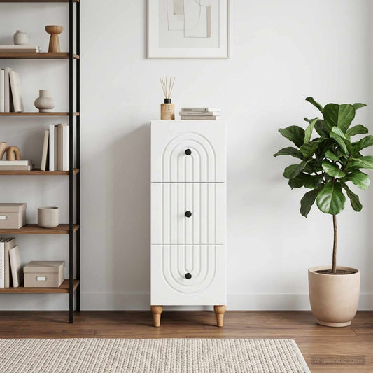 vidaXL Drawer Cabinet High Gloss White 33 x 34.5 x 90 cm