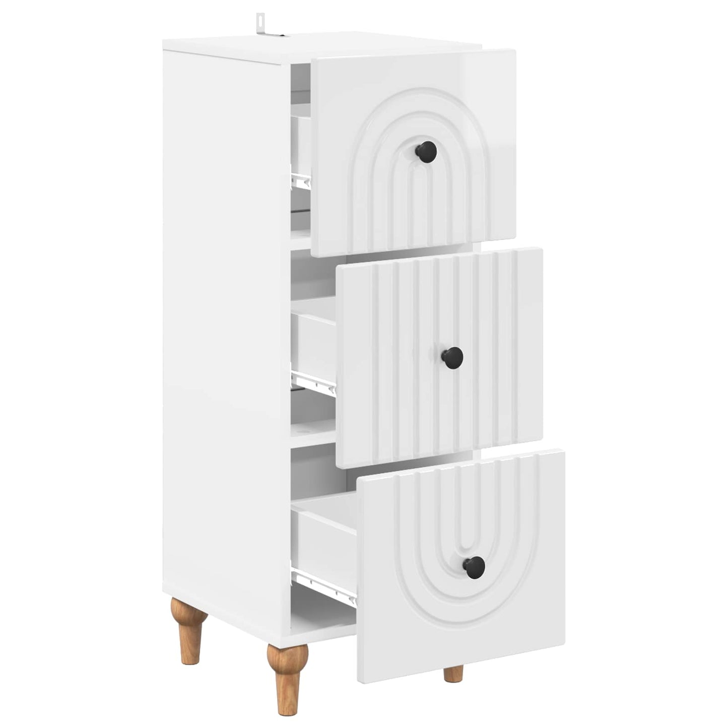 vidaXL Drawer Cabinet High Gloss White 33 x 34.5 x 90 cm