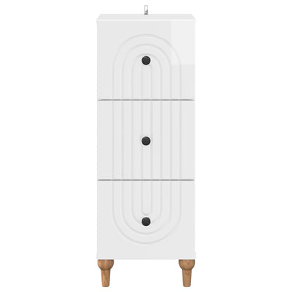 vidaXL Drawer Cabinet High Gloss White 33 x 34.5 x 90 cm