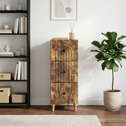 vidaXL Drawer Cabinet Smoked Oak 33 x 34.5 x 90 cm Engineered Wood