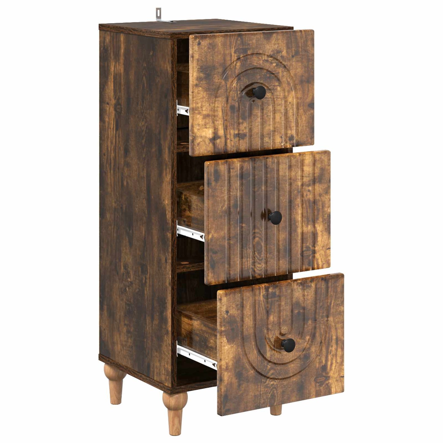 vidaXL Drawer Cabinet Smoked Oak 33 x 34.5 x 90 cm Engineered Wood