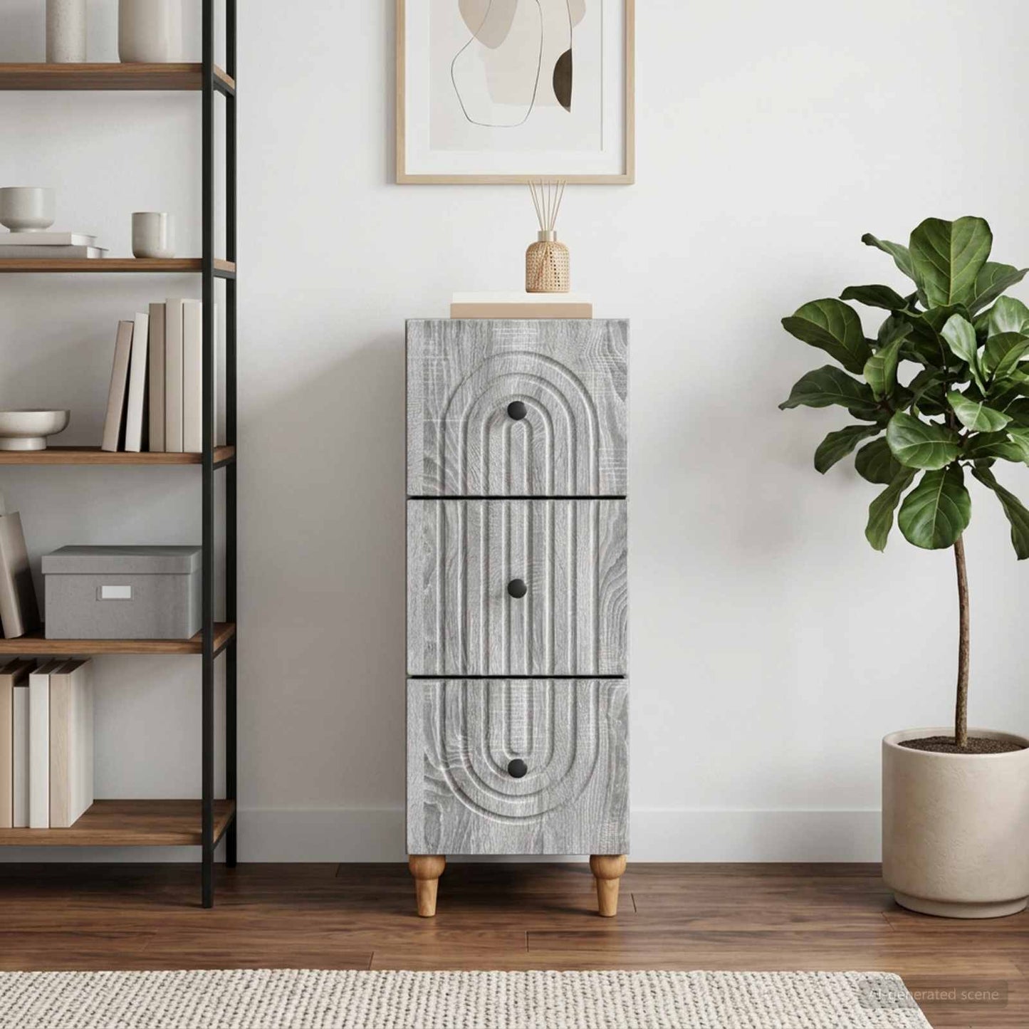 vidaXL Drawer Cabinet Grey Sonoma 33 x 34.5 x 90 cm Engineered Wood
